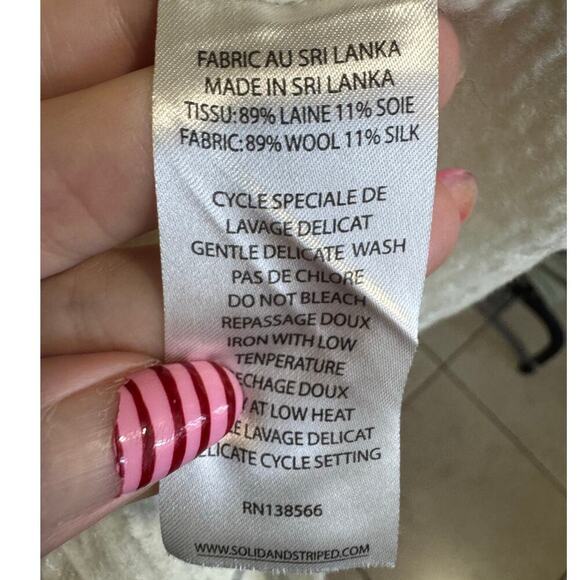 Solid And Striped Oxford Pocket Button Down Tunic Top Wool Silk Size Medium - Picture 9 of 11